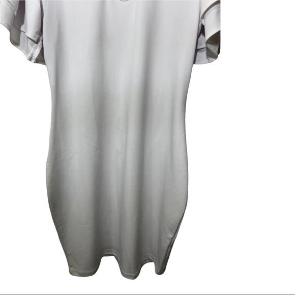 MOKORU WHITE RUFFLED DOUBLE TIERED SHORT SLEEVE BODY CON DRESS SIZE MEDIUM - Picture 6 of 16